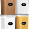 Extra Large Tall Airtight Food Storage Containers 6.5L / 220oz, BPA Free, 4pcs Pantry Kitchen Organization Set For Flour, Sugar, Baking Supplies, Plastic Flour Container With 20 Labels & Maker