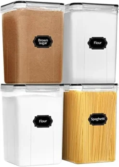 Extra Large Tall Airtight Food Storage Containers 6.5L / 220oz, BPA Free, 4pcs Pantry Kitchen Organization Set For Flour, Sugar, Baking Supplies, Plastic Flour Container With 20 Labels & Maker -Kitchen Island Sale 419zCI0K0NL. AC