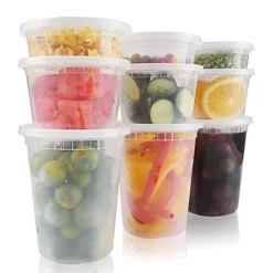 [72 Sets 8,16,32oz Combo Plastic Deli Food Storage Containers With Leakproof Airtight Lids Stackable BPA Free