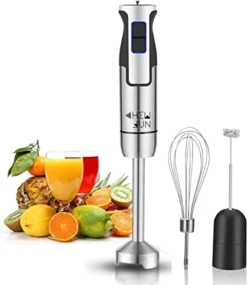 Multipurpose Immersion Hand Blender Poweful 500 Watt,9-Speed,High Power Low Noise,3-in-1 Includes Detachable Chopper,Egg Whisk,Milk Frother