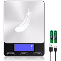 33lb Digital Food Scale, Rechargeable Kitchen Scale For Food Ounces And Grams, 304 Stainless Steel For Cooking Baking, Batteries And Type-C Charging Cable Included