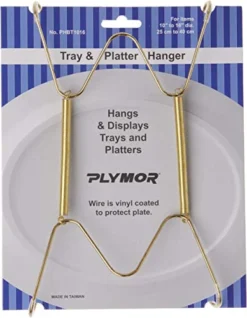 Plymor Gold Finish Wall Mountable Tray And Platter Hanger, 8.25" H X 4.75" W X 0.875" D (For Trays Or Platters 10" - 16")
