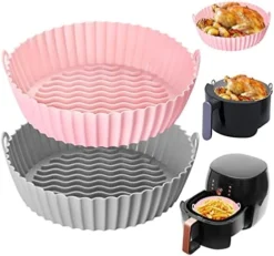 2-Pack Air Fryer Silicone Liners,YEEYAA 7.5inch Reusable Air Fryer Silicone Basket,Food Grade And Heat Resistant Air Fryer Silicone Pot Round For 3 To 5 QT For Air Fryer Accessories -Kitchen Island Sale 41AlyoxLjUL. AC
