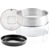 Primo Extender Ring Kit; Includes 5" Stainless Steel Extender Ring, Reversible 3" Cooking Rack, 10" Enamel Baking Pan & Stainless Steel Air Fry Basket, Compatible With Nuwave Primo Oven