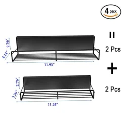 ZLEYECZ 4 Pack Magnetic Spice Rack Organizer, Space Saver For Refrigerator/Stove Oven/Microwave Oven And Washing Machine,Metal Fridge Shelf，Black… -Kitchen Island Sale 41B69wB1HBL