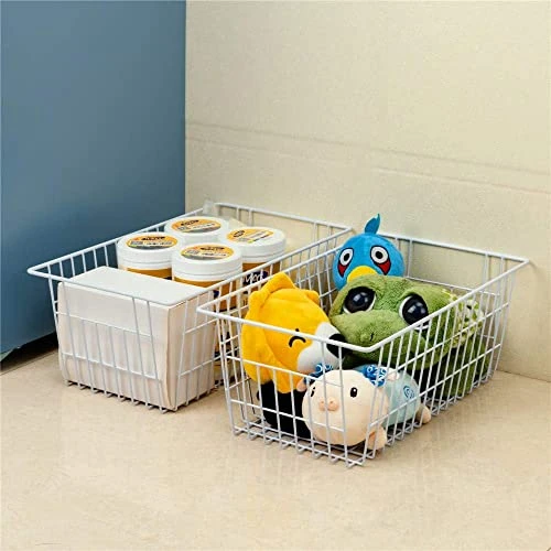 15.2" Metal Wire Baskets For Organizing 6 Pack, Household Pantry Storage Freezer Organizer Bins With Handles, Freezer Baskets For Upright Freezer, Refrigerators, Kitchen Cabinets, White 3 15.2" Metal Wire Baskets For Organizing 6 Pack, Household Pantry Storage Freezer Organizer Bins With Handles, Freezer Baskets For Upright Freezer, Refrigerators, Kitchen Cabinets, White - Image 3