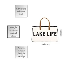 Santa Barbara Design Studio Tote Bag Hold Everything Collection Black And White 100% Cotton Canvas With Genuine Leather Handles, Large, Lake Life -Kitchen Island Sale 41BEZReMdIL