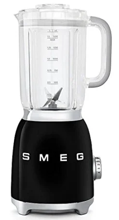 Smeg BLF01BLUS Retro Style Blender With 6 Cups Tritan BPA-Free Jug, Detachable Stainless Steel Dual Blades, Overload Motor Protection, 4 Speeds And 3 Preset Programs In Black