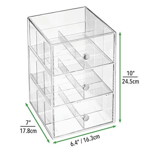 MDesign Plastic Wide Kitchen Pantry, Cabinet, Countertop Organizer Storage Station With 3 Drawers For Coffee, Tea, Sugar Packets, Sweeteners, Creamers, Drink Pods, Packets; 18 Sections - Clear 4 MDesign Plastic Wide Kitchen Pantry, Cabinet, Countertop Organizer Storage Station With 3 Drawers For Coffee, Tea, Sugar Packets, Sweeteners, Creamers, Drink Pods, Packets; 18 Sections - Clear - Image 4