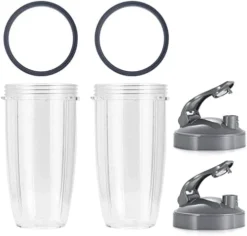 2 Pack Replacement 24oz Cups With Two Flip Top To Go Lid And Rubber Seals, Compatible With NutriBullet 600w/900w Blender Accessory -Kitchen Island Sale 41C9VQuXzL. AC