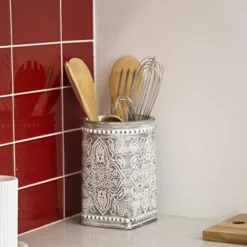 Kitchen Utensil Holder For Countertop, Grey Wildflower - Utensil Caddy Countertop Utensil Holder Utensil Crocks For Kitchen Cooking Utensil Holder Kitchen Utensils Holder Spatula Holder -Kitchen Island Sale 41CH0CdTySL