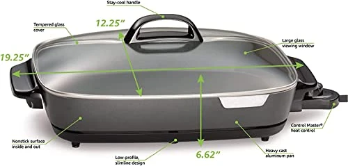 16 Inch Nonstick Electric Skillet - With Glass Cover Electric 3 16 Inch Nonstick Electric Skillet - With Glass Cover Electric - Image 3