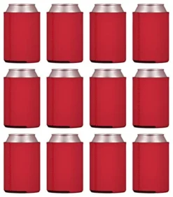 TahoeBay 12 Neoprene Can Sleeves For Standard 12 Ounce Cans Blank Beer Coolers (Red, 12)
