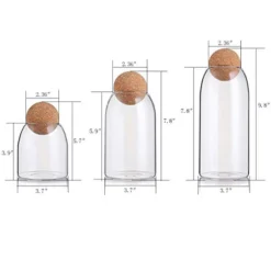 3 Pack Glass Jar With Airtight Cork Lid Ball, Clear Candy Jar Mason Jars Food Storage Canister With Seal Wood Cork Round Stopper For Serving Spice Sugar Salt Tea Coffee, 500ML, 900ML, 1200ML -Kitchen Island Sale 41D5XA2v8NL