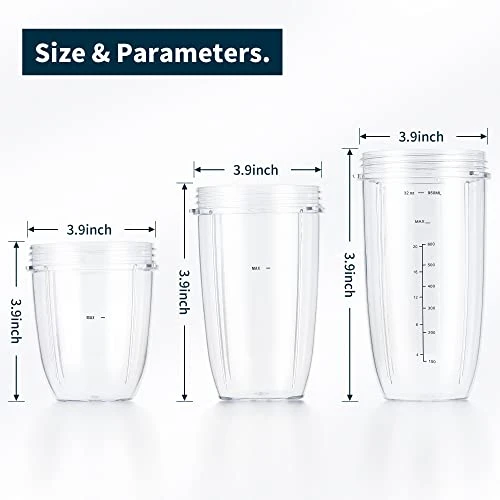 Replacement Cups Kit 18oz Short Cup 24oz Tall Cup 32oz Colossal Cup With Flip-Top To-Go Lid And Stay-Fresh Resealable Lid Compatible With NutriBullet 600w And Pro 900w Blenders 3 Replacement Cups Kit 18oz Short Cup 24oz Tall Cup 32oz Colossal Cup With Flip-Top To-Go Lid And Stay-Fresh Resealable Lid Compatible With NutriBullet 600w And Pro 900w Blenders - Image 3