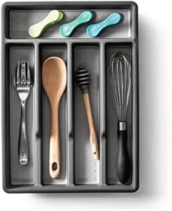 | 5-Slot Silverware Organizer | Small - Grey Cutlery Tray Organizer | Silverware Storage For Drawer | BPA-Free Plastic Organizers With Soft-Grip Lining And Rounded Corners | Utensil Organizer -Kitchen Island Sale 41DGbmzS0GL. AC