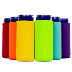Slim Can Cooler Sleeves, Beer/Energy (6 Pack) Drink Blank Skinny 12oz Premium Quality 4mm Neoprene Can Holders Beverage, Thermocoolers For Sublimation Vinyl And DTF(Multi Color)