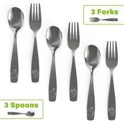 Stainless Steel Kids Silverware Set - Child And Toddler Safe Flatware - Kids Utensil Set - Metal Kids Cutlery Set (Includes 3 Small Kids Spoons & 3 Kids Forks)
