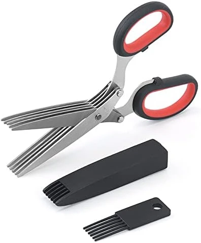 5 Blade Kitchen Salad Scissors, Multi-Layers Kitchen Herb Scissors Vegetable Scissors, Stainless Steel Vegetable Cutting Tool With Cover And Cleaning Comb For Cilantro Onion Salad (Black) 5 5 Blade Kitchen Salad Scissors, Multi-Layers Kitchen Herb Scissors Vegetable Scissors, Stainless Steel Vegetable Cutting Tool With Cover And Cleaning Comb For Cilantro Onion Salad (Black) - Image 5