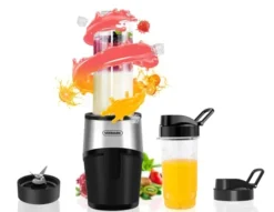 Personal Portable Bullet Blender, 500 Watt For Shakes And Smoothies, Shake Blender With No-Button Operation, 14 And 20oz Blender Cups With To-Go Lids, BPA Free, Easy To Clean,