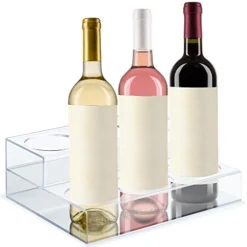 Acrylic Bottle Holder | Wine Display Riser | 6 Bottles, 2 Tier Rack | Bar Counter-Top Display Stand | Wine Rack Holder For Kitchen, Pantry, Fridge | Storage Organizer For Wine, Soda, Syrups And Beer -Kitchen Island Sale 41E6KCvydGL