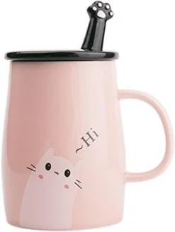 Cute Blue Cat Mug, Funny Ceramic Cofffee Mug With Stainless Steel Spoon, Novelty Coffee Mug For Crazy Cat Lovers -Kitchen Island Sale 41EFaAt5mTL. AC 1