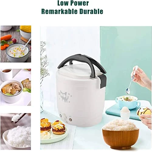1L Mini Rice Cooker, 12v Electric Lunch Box Portable Travel Rice Cooker For Car Multifunctional Electric Food Steamer Rice Cooker Fast Cooking Fully Automatic Non Stick Pot For Travel Camping (White) 3 1L Mini Rice Cooker, 12v Electric Lunch Box Portable Travel Rice Cooker For Car Multifunctional Electric Food Steamer Rice Cooker Fast Cooking Fully Automatic Non Stick Pot For Travel Camping (White) - Image 3