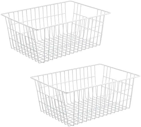 15.2" Metal Wire Baskets For Organizing 6 Pack, Household Pantry Storage Freezer Organizer Bins With Handles, Freezer Baskets For Upright Freezer, Refrigerators, Kitchen Cabinets, White 8 15.2" Metal Wire Baskets For Organizing 6 Pack, Household Pantry Storage Freezer Organizer Bins With Handles, Freezer Baskets For Upright Freezer, Refrigerators, Kitchen Cabinets, White - Image 8