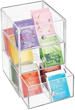 MDesign Plastic Wide Kitchen Pantry, Cabinet, Countertop Organizer Storage Station With 3 Drawers For Coffee, Tea, Sugar Packets, Sweeteners, Creamers, Drink Pods, Packets; 18 Sections - Clear 13 MDesign Plastic Wide Kitchen Pantry, Cabinet, Countertop Organizer Storage Station With 3 Drawers For Coffee, Tea, Sugar Packets, Sweeteners, Creamers, Drink Pods, Packets; 18 Sections - Clear -Kitchen Island Sale 41F5KXY4FnL. AC