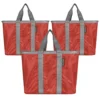 CleverMade SnapBasket Reusable Grocery Shopping Bags With Reinforced Bottom And Zippered Storage Pocket, Collapsible Durable Premium Utility Totes, 20L Size, Orange/Charcoal, 3 Pack