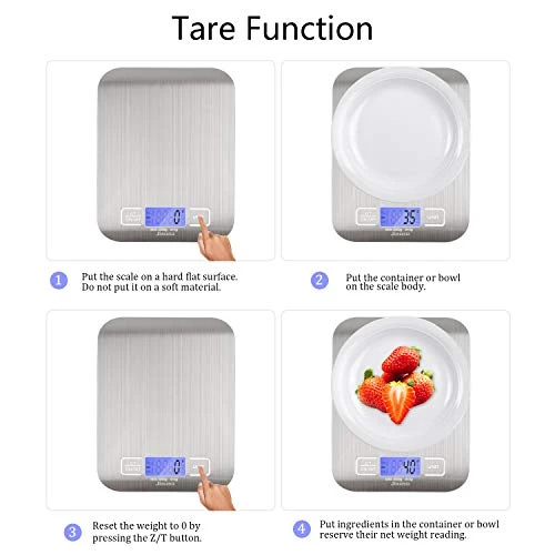 Digital Kitchen Scale Food Scale,USB Kitchen Scale,Food Scale 0.04oz/1g Increment,11 Lb/5 Kg,Backlit LCD Display Function(Batteries Included AAAX2) Silver 2 Digital Kitchen Scale Food Scale,USB Kitchen Scale,Food Scale 0.04oz/1g Increment,11 Lb/5 Kg,Backlit LCD Display Function(Batteries Included AAAX2) Silver - Image 2
