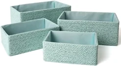Torage Baskets Set 4 - Stackable Woven Basket Paper Rope Bin, Storage Boxes For Makeup Closet Bathroom Bedroom (Gray) -Kitchen Island Sale 41FNS4crYpL. AC