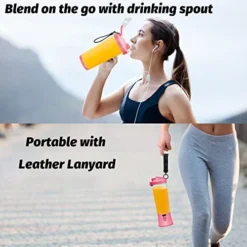 20 Oz Portable Blender USB Rechargeable, Supkitdin Waterproof Personal Blender For Shakes And Smoothies, With 6 Ultra-sharp Blades For Travel, Office & Sports (Red Pink) -Kitchen Island Sale 41FP0F4i1LL