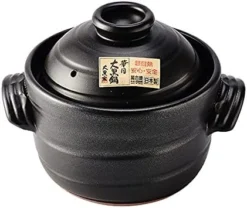Japanese Earthenware Clay Rice Cooker With Double Lid,Round Donabe Hot Pot Ceramic Casserole Rice Cookware Stockpot Stove Pot,Made In Japan-Black 19.3x13.5cm(8x5inch) (3tezm-003) -Kitchen Island Sale 41FPrVAFjoS. AC 1