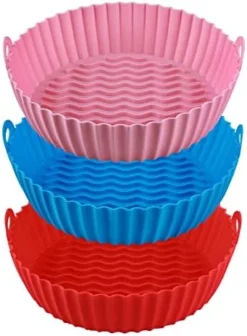 3 Pcs Air Fryer Silicone Liners Fit 3 To 5 Qt Airfryer,7.5 Inch Reusable Silicone Air Fryer Liners,Easy To Clean Air Fryer Liners Silicone,Heat Resistant Air Fryer Liners (Red+Pink+Blue) -Kitchen Island Sale 41GANt6PbOL. AC
