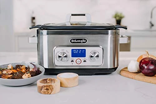 De'Longhi Livenza 7-in-1 Multi-Cooker Programmable SlowCooker, Bake, Brown, Saute, Rice, Steamer & Warmer, Easy To Use And Clean, Nonstick Dishwasher Safe Pot, (6-Quart), Stainless Steel 4 De'Longhi Livenza 7-in-1 Multi-Cooker Programmable SlowCooker, Bake, Brown, Saute, Rice, Steamer & Warmer, Easy To Use And Clean, Nonstick Dishwasher Safe Pot, (6-Quart), Stainless Steel - Image 4