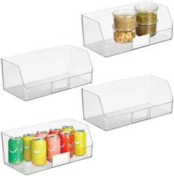 Wide Plastic Kitchen Food Storage Organizer Bin Basket With Open Front And Built-In Label Holder For Cabinets, Pantry - 12 Inch Width - 4 Pack - Clear -Kitchen Island Sale 41GEXjgERL. AC