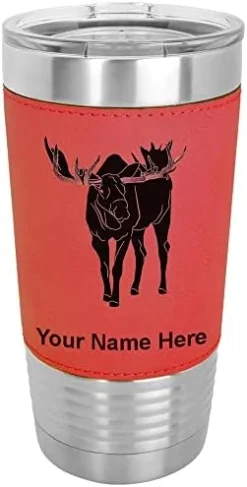 20oz Vacuum Insulated Tumbler Mug, Moose, Personalized Engraving Included (Faux Leather, Rustic) -Kitchen Island Sale 41GGI2QnjL. AC