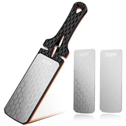 5-In-1 Knife Sharpener, Double-Sided Diamond Knife Sharpening Stone With 3 Slots For Coarse And Fine Grinding, Professional Sharpening Tool Knife Sharpeners For Knives Scissors (400/1000 Grit)