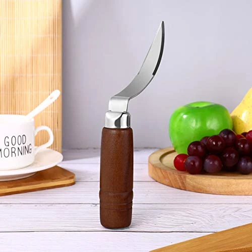 UPKOCH 1PC Coconut Tool Coconut Meat Remover Durable Wooden Handle Stainless Steel Coconut Opener Scraper Knife For Kitchen Home 2 UPKOCH 1PC Coconut Tool Coconut Meat Remover Durable Wooden Handle Stainless Steel Coconut Opener Scraper Knife For Kitchen Home - Image 2