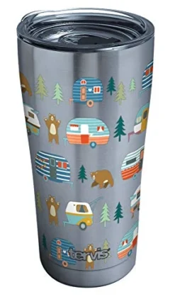 Tervis Triple Walled Trailer Bears Insulated Tumbler Cup Keeps Drinks Cold & Hot, 20oz, Stainless Steel