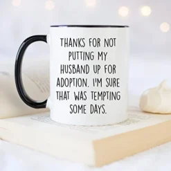 Thanks For Not Putting My Husband Up For Adoption Coffee Mug, 11 Ounces, Father In Law Mug, Father Of The Groom Mug, Father In Law Gifts, Mother In Law Gifts (Black Handle) -Kitchen Island Sale 41GiblFelCL