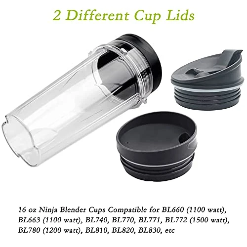16oz Cups Compatible With Nutri Ninja Blender, 2 Cups With 2 Sip Lids Applicable To Nutri Ninja Replacement Parts BL770 BL780 BL660 Professional Blender 16 Oz (Pack Of 2) 3 16oz Cups Compatible With Nutri Ninja Blender, 2 Cups With 2 Sip Lids Applicable To Nutri Ninja Replacement Parts BL770 BL780 BL660 Professional Blender 16 Oz (Pack Of 2) - Image 3