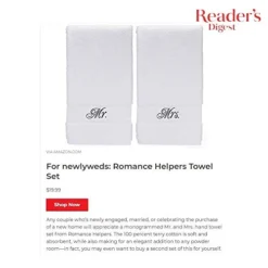 Mr And Mrs Hand Towel Set | Anniversary Wedding Engagement Gifts For Couples