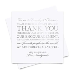 Wedding Reception Thank You Cards - Pack Of 50 Real Silver Foil Cards Are A Great Addition To Your Table Centerpiece And Wedding Decorations, 5x5 Cards, Made In The USA