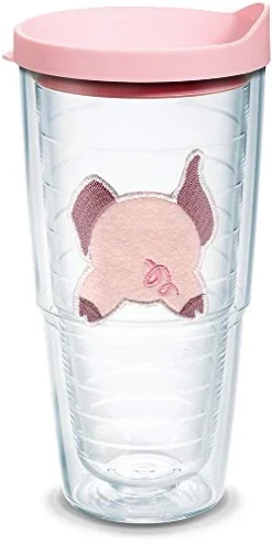 Tervis Plastic Front & Back Pig Made In USA Double Walled Insulated Tumbler Travel Cup Keeps Drinks Cold & Hot, 24oz, Clear