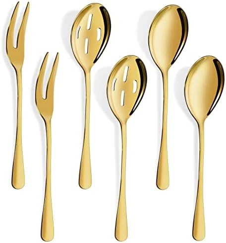 10.1-Inch 6-Piece Serving Spoons - Includes 3 Large Serving Spoons And 3 Slotted Spoons, Stainless Steel Buffet Serving Utensils,Metal Serving Spoons Set For Parties 13 10.1-Inch 6-Piece Serving Spoons - Includes 3 Large Serving Spoons And 3 Slotted Spoons, Stainless Steel Buffet Serving Utensils,Metal Serving Spoons Set For Parties - Image 13
