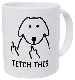 Aimebien Fetch This Dog Middle Finger 11 Ounces Funny Coffee Mug