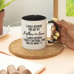 Father In Law Coffee Mug, 11 Ounces, Funny Father-in-law Cup From Daughter In Law And Son In Law (Black Handle) -Kitchen Island Sale 41ISksKkUUL