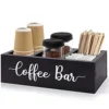 Zingoetrie Coffee Bar Wooden Box Coffee Station Organizer Coffee Bar Pod Holder Storage Accessories For Coffee Counter Farmhouse Kitchen Decor - Black
